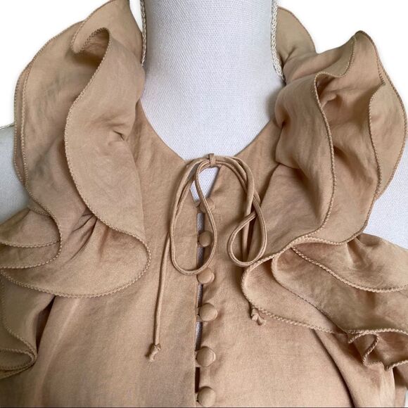 Ann Taylor LOFT Petites Ruffle Neck Satin Shift Dress 6P Cocktail Wedding Guest - Picture 4 of 11